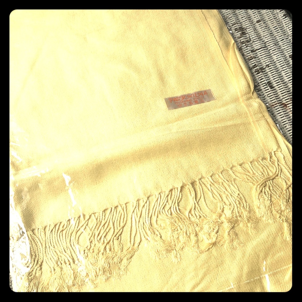 Lovely Lemon Yellow Pashmina Scarf 30% silk